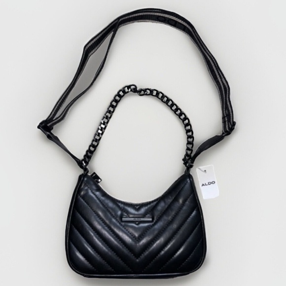 Aldo Black Croossbody Purse Shoulder New Quilted Zipped Viral Handbag - Picture 1 of 16